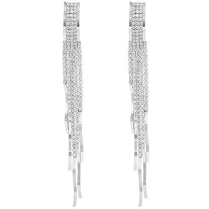 Серьги-люстры с кисточками в стиле бохо, кубический цирконий, длинные серьги, подвесные серьги с кристаллами, длинные серьги-цепочки, длинные серьги с кисточками из горного хрусталя для женщин