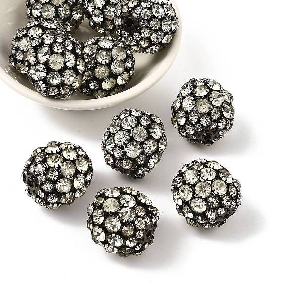 Латунные бусины со стразами , круглые, 30 мм, отверстие : 3 мм