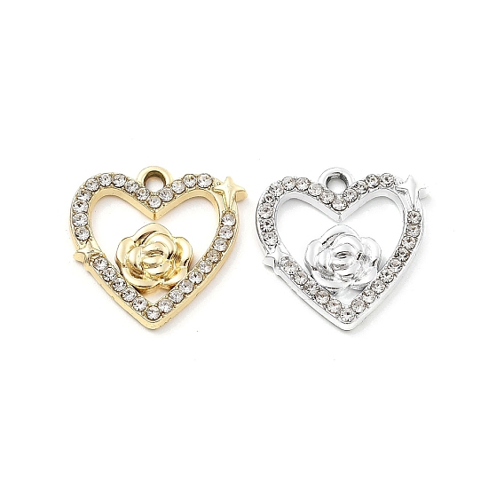 Подвески из сплава и страза, УФ-покрытием, сердце
