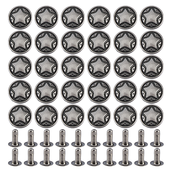 120 Bolsas de remaches decorativos de aleación de zinc, remache de colisión, para manualidades en cuero, estrella