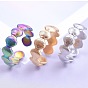 201 Stainless Steel Shell Shape Wrap Open Cuff Ring for Women