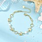Ocean 304 Stainless Steel Starfish Link Chain Bracelets with Natuarl Pearl for Women, White