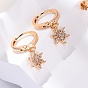 Серьги с застежкой-защелкой из латуни с прозрачным фианитом и прозрачным фианитом, долговечный, стойки покрытие, без свинца и без кадмия, звезда
