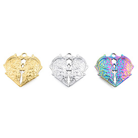 201 Stainless Steel Pendants, Heart with Human Head