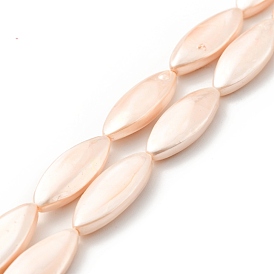 Electroplated Shell Pearl Beads Strands, Polished, Rice