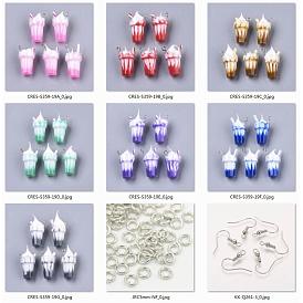 DIY Cute Dangle Earring Making Kits, include Resin Pendants, Brass Earring Hooks & Jump Rings, Drinks Shapes