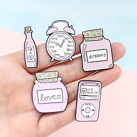 Charming Love Dreams Bottle Cartoon Alarm Clock Set with Brooch - Fashionable and Creative!