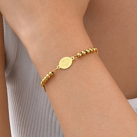 304 Браслеты из нержавеющей стали и подвески для женщин, овальные с рисунками " virgin mary"