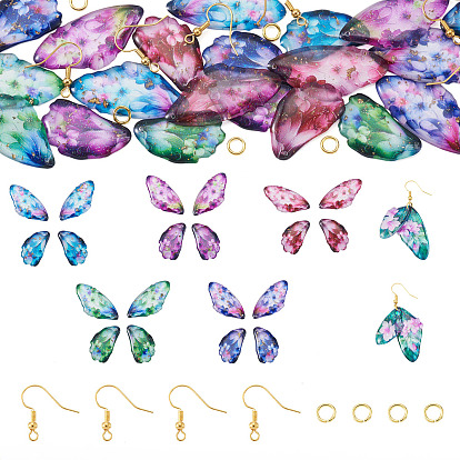 Наборы для самостоятельного изготовления сережек-подвесок в виде крыльев бабочки, включая подвески из эпоксидной смолы, латунные крючки для сережек и прыгающее кольцо