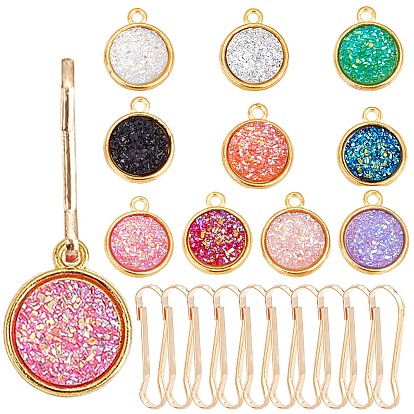 12 Colors 24Pcs DIY Keychain Making Kits, Including Resin Pendants and Iron Keychain Clasp Findings