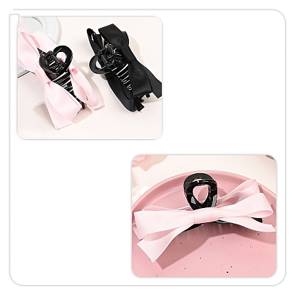Bowknot Ribbon Claw Hair Clips for Women, with Plastic Findings
