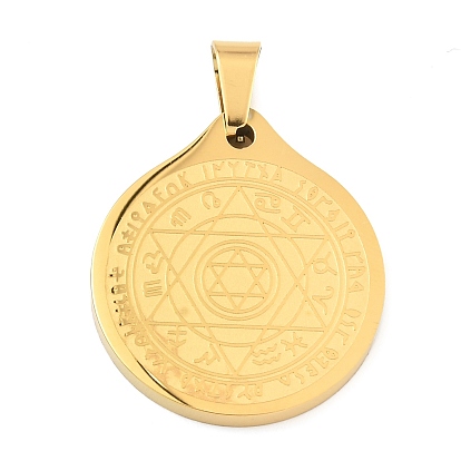 Ion Plating(IP) 304 Stainless Steel Pendant, Flat Round with Constellation Charm