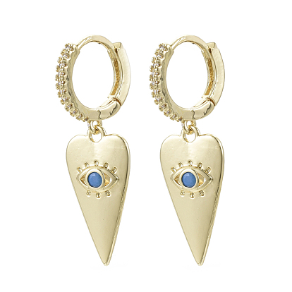 Серьги-кольца Huggie с подвесками из латуни с прозрачным фианитом и прозрачным фианитом, с акриловыми стразами, без никеля , Сердце с глаз