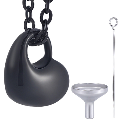 1Pc 304 Stainless Steel Heart Pendant Urn Ashes Necklaces, with 1Pc 304 Stainless Steel Mini Funnel, with Eye Pins