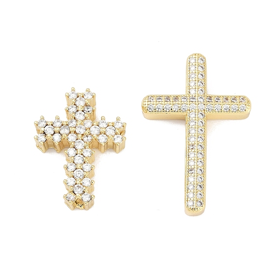 Латунные микро проложить кубического циркония бусы, крестик, без свинца и без кадмия, долговечный