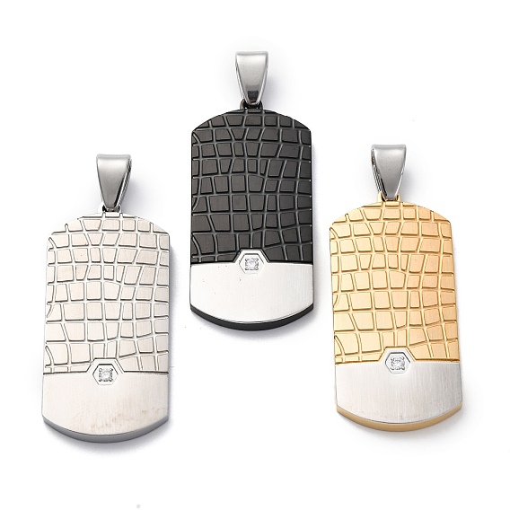 304 микро нержавеющей стали прокладывать Цирконом подвески, ионное покрытие (ip), прямоугольник амулеты