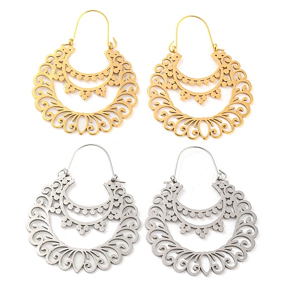 304 серьги-кольца с полыми цветками из нержавеющей стали, серьги с богемной тематикой