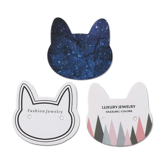 100шт. Форма головы кошки, бумажные карточки для демонстрации ювелирных изделий и сережек.