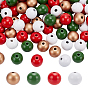 120 шт 4 цвета деревянных бусин, круглые, рождественские темы