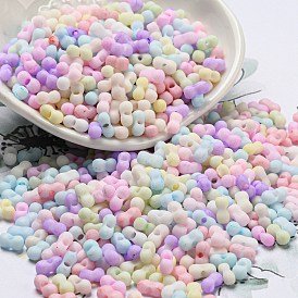 Macaron Color Opaque Frosted Glass Seed Beads, Peanut