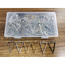 Unicraftale Matte Style Rack Plating Alloy Triangle Open Back Bezel Pendants, For DIY UV Resin, Epoxy Resin, Pressed Flower Jewelry, Lead Free & Nickel Free