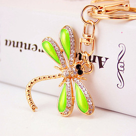 Green Dragonfly Keychain Insect Animal Keyring Women's Bag Accessory Gift