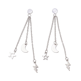 304 гайки-гвоздики для троса из нержавеющей стали, с силиконом и 201 нержавеющей сталью, серьги-подвески в виде звезд, луны и молнии