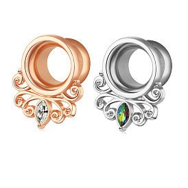 316l хирургическая нержавеющая сталь стразы конский глаз беруши калибры, Винтовой туннельный ушной расширитель для мужчин и женщин