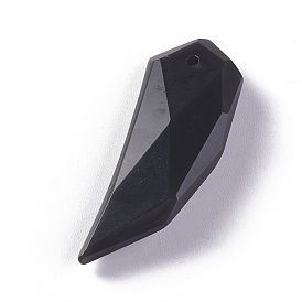 Natural Obsidian Pendants, Faceted, Ivory Shape