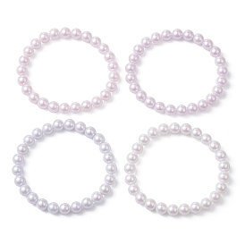 POM Plastic Imitation Pearl Round Beaded Stretch Bracelets