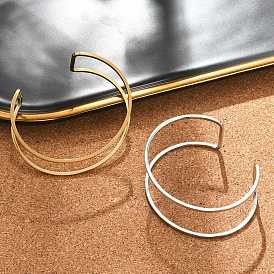 Ионное покрытие (IP) 304 полые открытые браслеты-манжеты из нержавеющей стали для женщин