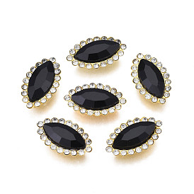 Sew on Rhinestone, Glass Rhinestone, with Iron Prong Settings, Faceted, Horse Eye