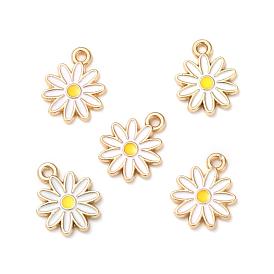 Alloy Enamel Charms, Chrysanthemum, Light Gold