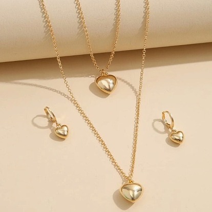 Ожерелья с подвесками из сплава в форме сердца, серьги-кольца и браслеты с подвесками