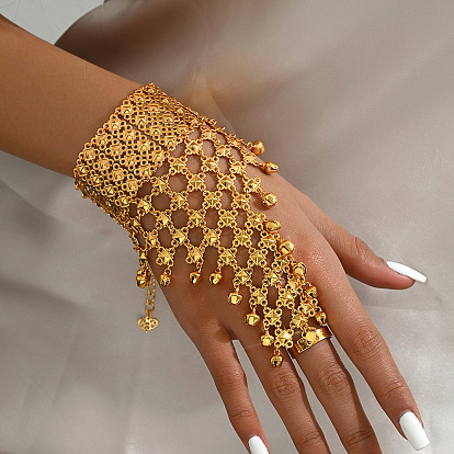 Элегантные браслеты из цинкового сплава с полыми кольцами для женщин, с кулоном колокол