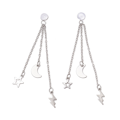 304 гайки-гвоздики для троса из нержавеющей стали, с силиконом и 201 нержавеющей сталью, серьги-подвески в виде звезд, луны и молнии