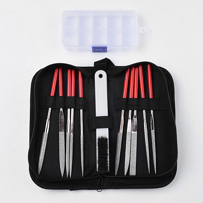 Наборы алмазной стали, шлифовальные инструменты, (включая щетинную кисть, алмазные файлы, пластиковая коробка)