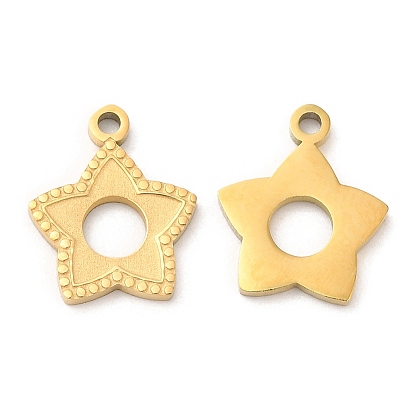 Ion Plating(IP) 316L Surgical Stainless Steel Charms, Nickel Free, Textured, Star Charms