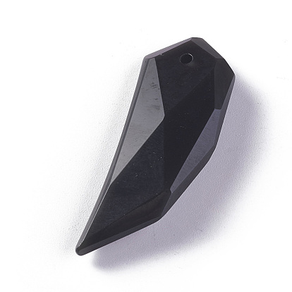 Natural Obsidian Pendants, Faceted, Ivory Shape