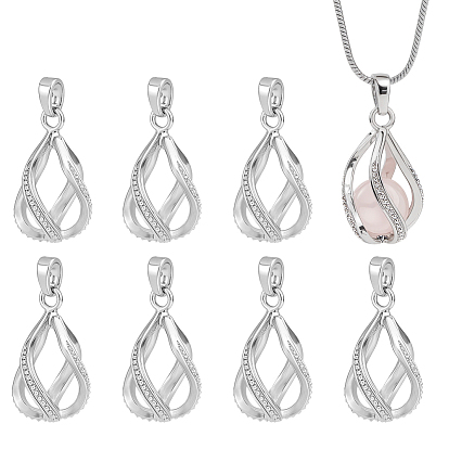 8шт. латунные подвески-клетки для бусин, подвески в виде полой клетки-капли, для ожерелья