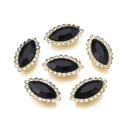 Sew on Rhinestone, Glass Rhinestone, with Iron Prong Settings, Faceted, Horse Eye