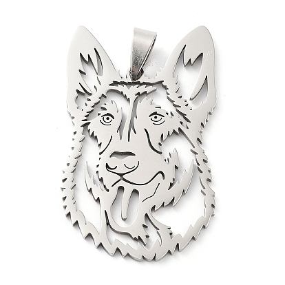 201 en acier inoxydable gros pendentifs, Coupe au laser, charme de loup