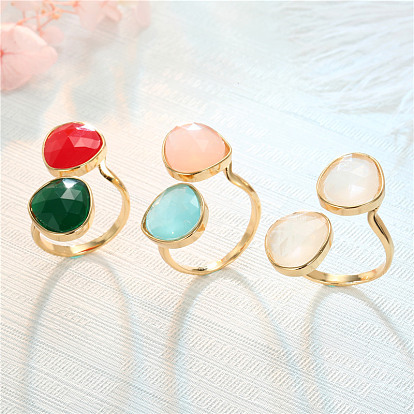 Adjustable Geometric Resin Jelly Ring with Adjustable Stone - European and American New Jewelry