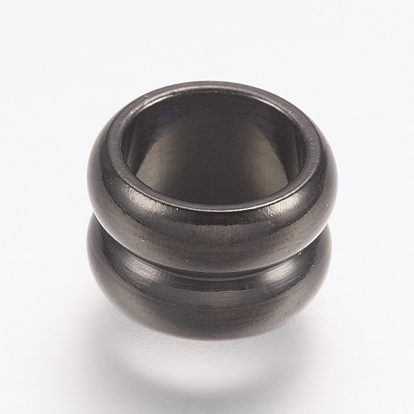 304 Stainless Steel Beads, Large Hole Beads, Grooved, Column