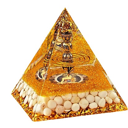 Orgonite Pyramid Resin Energy Generators, Reiki Metal Vajry Pestle Inside for Home Office Desk Decoration