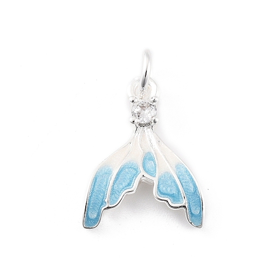 Латунные микро проложить кубического циркония подвески, без кадмия, без никеля и без свинца, с эмалью, прелести рыбий хвост, с целью перехода в кольце