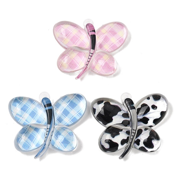 Grands pendentifs acryliques imprimés, charmes de papillon