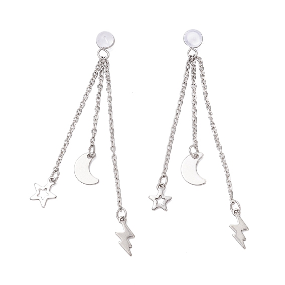 304 гайки-гвоздики для троса из нержавеющей стали, с силиконом и 201 нержавеющей сталью, серьги-подвески в виде звезд, луны и молнии