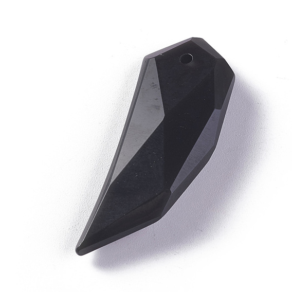 Natural Obsidian Pendants, Faceted, Ivory Shape