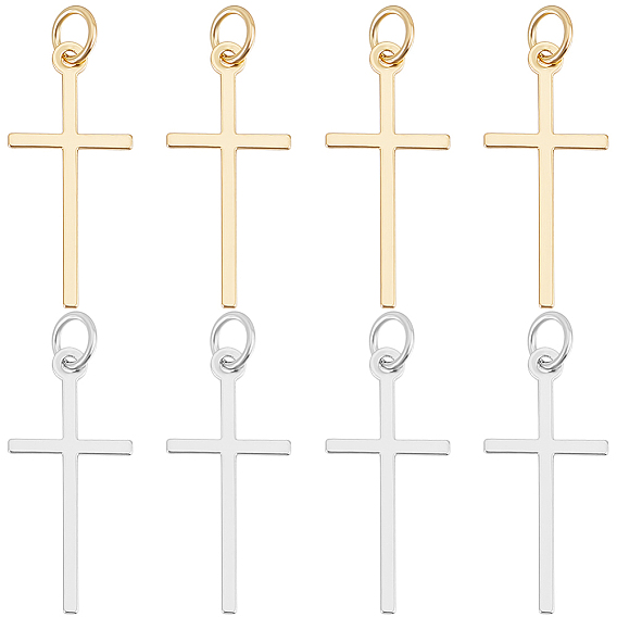 8 шт. 2 цвета латунные подвески, долговечный, крестик
